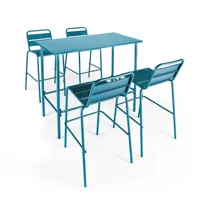 table haute à manger en métal bleu pacific 120 cm