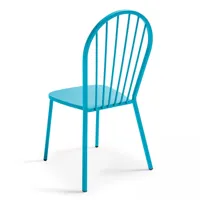 ensemble table carrée de jardin inclinable et 2 chaises bistrot bleu