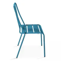 ensemble table de jardin et 8 chaises bistrot en acier bleu pacific