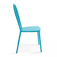 ensemble table de jardin et 8 chaises bistrot en acier bleu