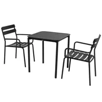 table de terrasse carrée (70 x 70cm) et 2 fauteuils noir