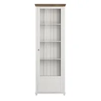 vitrine 1 porte avec led intégrées collection assia. couleur frêne blanc et chêne. ouverture droite