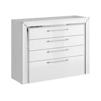 commode design 4 tiroirs collection doha coloris blanc et argent