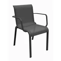 lot de 2 fauteuils de jardin empilables cauro - graphite/gris - aluminium/toile tpep