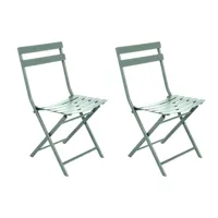lot de 2 chaises de jardin métal pliante greensboro olive - hespéride