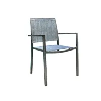 lot de 2 fauteuils de jardin en aluminium et textilène empilable aspect teck gris santorin - jardiline