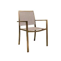 lot de 4 fauteuils de jardin en aluminium et textilène empilable aspect teck santorin - jardiline