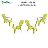 fauteuil adirondack résine polypropylène wilsa garden - anis - 4 fauteuils adirondack