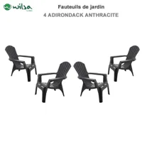 fauteuil adirondack résine polypropylène wilsa garden - anthracite - 4 fauteuils adirondack