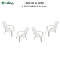 fauteuil adirondack résine polypropylène wilsa garden - blanc - 4 fauteuils adirondack