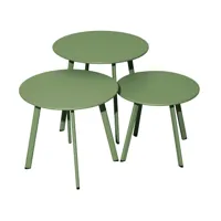 lot 3 tables basses massaï en acier - diamètre 40/45/50 cm - amande