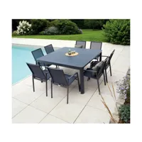 nimes - ensemble table et chaises de jardin - 6 places - gris anthracite