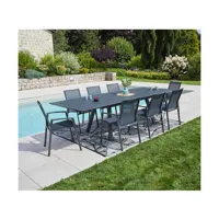 malouinea - ensemble table et chaises de jardin - 8 places - gris anthracite