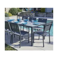 cadaques - ensemble table et chaises de jardin - 8 places - gris anthracite