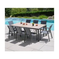carmento - ensemble table et chaises de jardin - 12 places