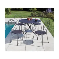 casablanca - ensemble table et chaises de jardin - 4 places - anthracite