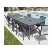 seychelles l minea - ensemble table et chaises de jardin - 10 places - gris anthracite
