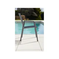 seychelles - ensemble table et chaises de jardin - 6 places - gris anthracite et perle