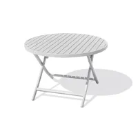 table de jardin ronde pliante en aluminium gris - marius