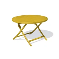 table de jardin ronde pliante en aluminium jaune moutarde - marius