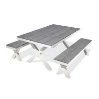 table de jardin en aluminium et plateau hpl effet pierre - annecy