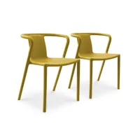 lot de 2 fauteuils de jardin empilables, polypropylène jaune moutarde - diego