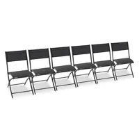 lot de 6 chaises en aluminium et toile plastifiée noire - c43