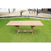 table kajang 10 : table de jardin rectangle extensible en teck brut 10 personnes