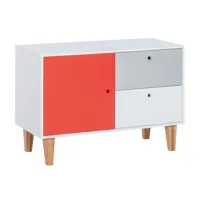 commode basse 1 porte 2 tiroirs concept rouge