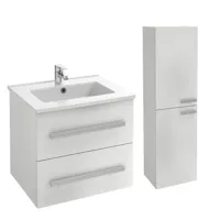meuble vasque 60 cm jacob delafon ola up + colonne de salle de bain blanc