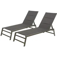 lot de 2 chaises bain de soleil "milan" en aluminium - gris