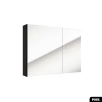 armoire murale de salle de bain - avec miroir  pure  noir  80 × 60 × 15