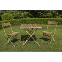 set robinier ceruse ensemble bistro - 1 table + 2 chaises