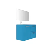 meuble de salle de bain gauche - bleu lagon  - l100xp45cm