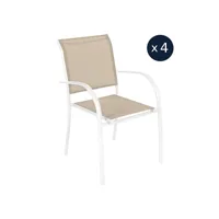 lot de 4 fauteuils de jardin en texaline piazza lin/blanc - hespéride