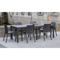table d'extérieur roma, table à manger rectangulaire extensible, table de jardin extensible effet rotin, 100% made in italy, 150x90h72 cm, anthracite