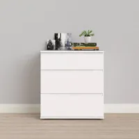commode à trois tiroirs, coloris blanc, 76 x 83 x 40 cm