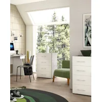 commode primula, commode avec 4 tiroirs pour chambre, armoire polyvalente pour bureau ou studio, 60x41h87 cm, béton et blanc