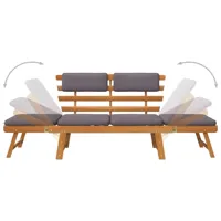 vidaxl chaise longue avec coussin 2-en-1 190 cm bois solide d'acacia