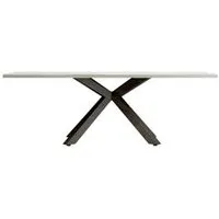 table l.220 cm pied central baxter imitation chêne gris