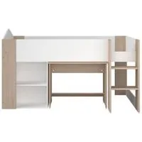 lit combiné avec bureau shelter imitation chêne et blanc
