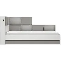 lit 90x200 cm erwan avec rangements gris et blanc
