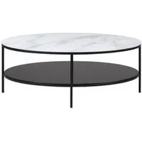 table basse ovale modern living noir / blanc marbela