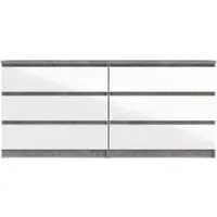 commode 2x3 tiroirs best lak blanc et béton