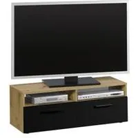 meuble tv 2 tiroirs/ 2 niches rana effet chêne artisan/ noir