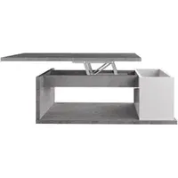 table basse plateau relevable avec coffre despacito imitation béton et blanc