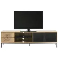 meuble tv l.180 cm cutwood imitation chêne et noir