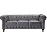 canapé chesterfield chess 3 places tissu gris