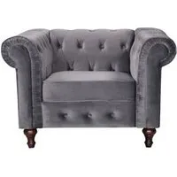 fauteuil chesterfield chess tissu gris