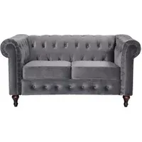 canapé chesterfield chess 2 places tissu gris